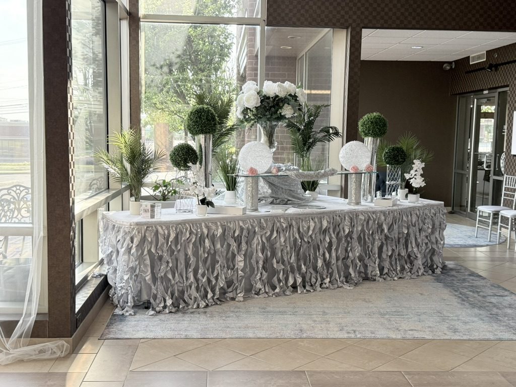 The lobby with floor-to-ceiling windows